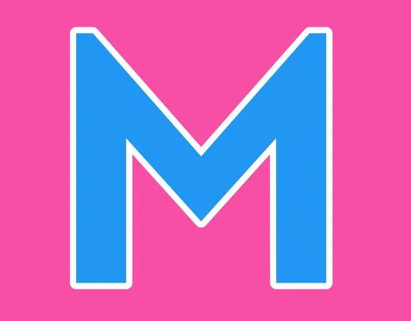 letter M alphabet uppercase symbol simple icon illustration on pink background 