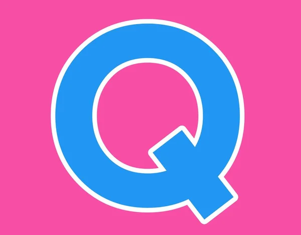 Letter Q alphabet uppercase symbol illustration on pink background 