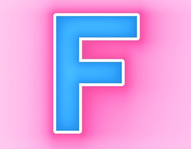 3d rendering of a letter F with a blue background