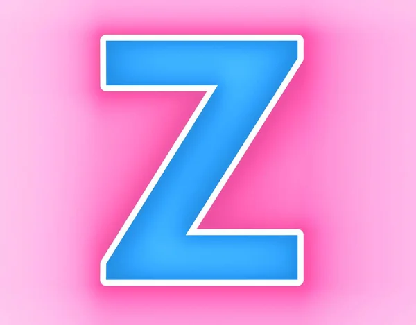 pink neon letter z icon isolated on purple background. minimalism concept. 3d illustration.