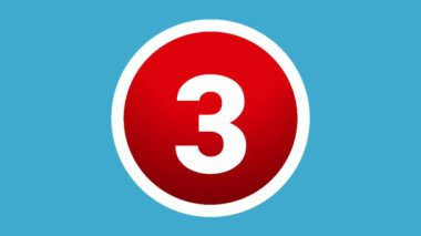 3 numaralı işaret sembolü animasyon hareketi grafik simgesi mavi daire beyaz arkaplan üzerinde, video ögeleri için çizgi film numarası