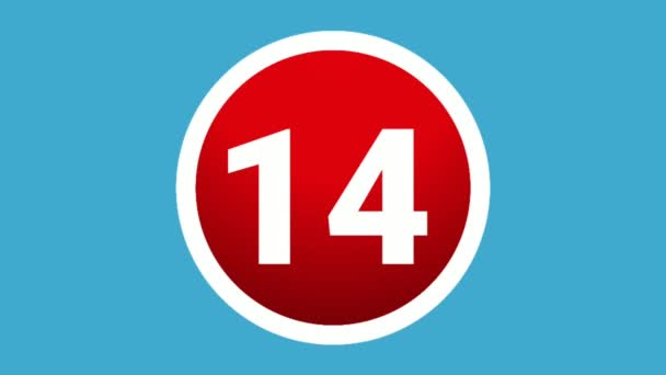 Number Fourteen Sign Symbol Animation Motion Graphics Icon Blue Circle — Stock Video