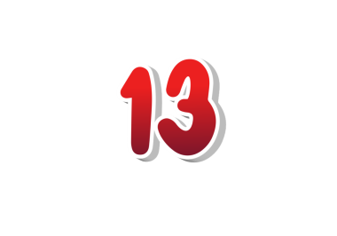 Beyaz arkaplan ile 13 numaranın çizimi