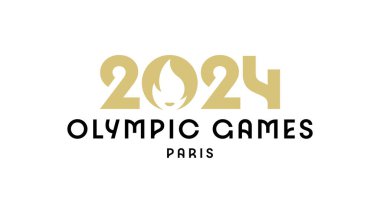 2024 Olimpiyat Oyunlarının sembolü. Paris 2024 Yaz Olimpiyatları logosu. Beyaz arkaplanda vektör logosu izole edildi. PARIS, FRANCE, 6 Mart 2023.