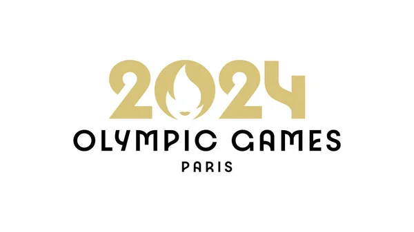 Olympic Games Paris 2024, logo and flags, vector illustration