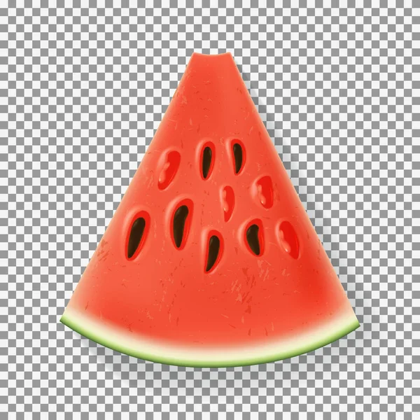 现实的成熟西瓜片 病媒图解与季节性夏季甜甜点 在透明背景下隔离的多汁浆果的顶部视图 — 图库矢量图片