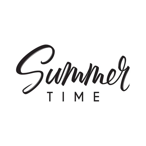 夏時間のレタリングテンプレート 白い背景に隔離された休日のタイポグラフィのシンボルとベクトルイラスト — ストックベクタ