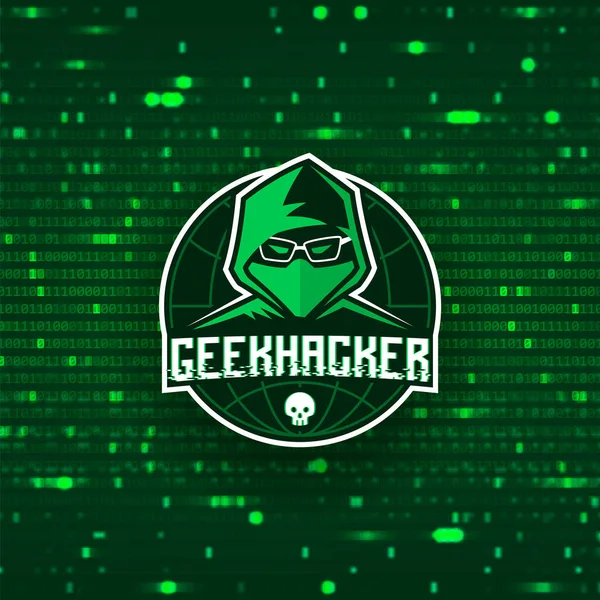 Geek Hacker Logó Sablon Digitális Tolvaj Zöld Szimbóluma Hacker Ikon — Stock Vector
