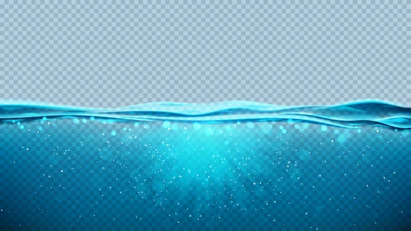 Transparenter Unterwasserhintergrund Mit Blauem Ozean Vektorillustration Mit Tiefseeszene Banner Mit — Stockvektor