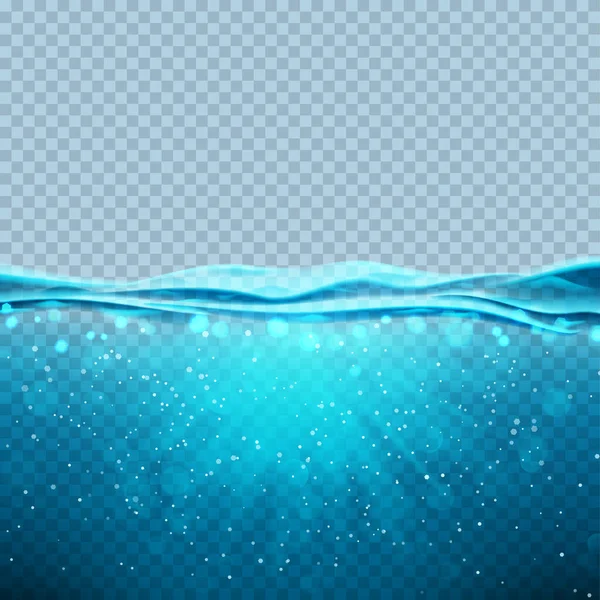 Transparante Onderwater Blauwe Oceaanvlag Vector Illustratie Met Diepe Onderwater Zee — Stockvector