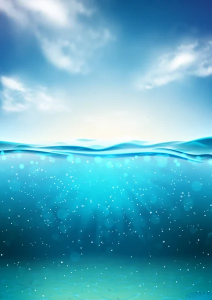 Meereslandschaft Unter Wasser Vektorillustration Mit Tiefsee Szene Hintergrund Mit Realistischen — Stockvektor
