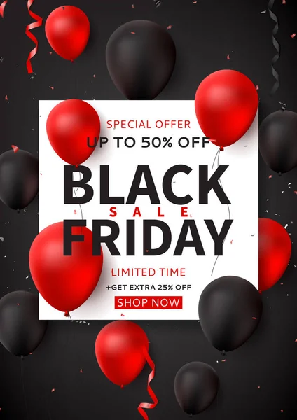 Temný Promo Plakát Prodej Černého Pátku Tmavé Pozadí Černými Červenými — Stockový vektor