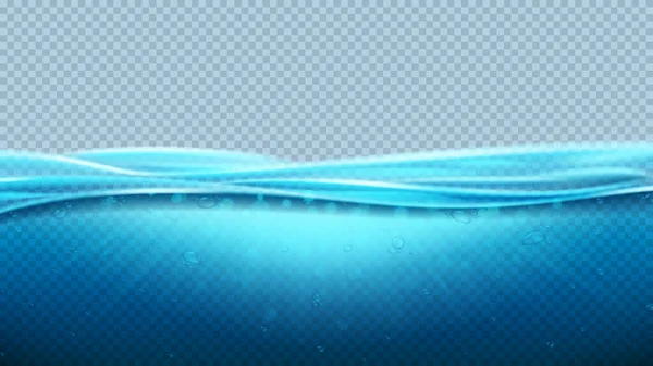 Голубые Прозрачные Океанские Волны Векторная Иллюстрация Реалистичная Глубоководная Морская Сцена — стоковый вектор