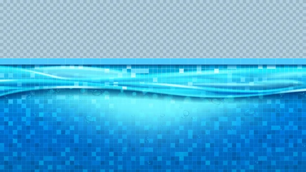 Голубые Прозрачные Волны Воды Бассейне Векторная Иллюстрация Реалистичная Подводная Сцена — стоковый вектор
