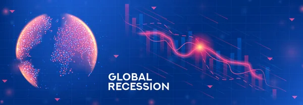 Globální Koncepce Plakátu Recese Koncepce Pozadí Podkladovými Grafy Finančními Diagramy — Stockový vektor