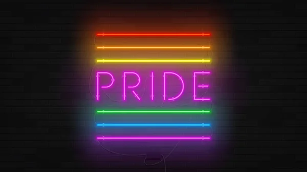 彩虹霓虹灯Lgbt标志的概念 现实而明亮的霓虹灯是骄傲社区的象征 节日横幅与灿烂的文字 矢量图解 人权与容忍 — 图库矢量图片