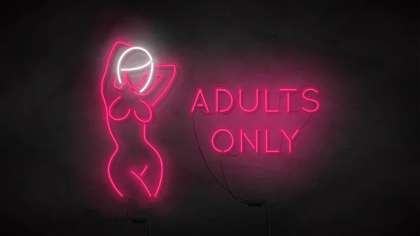Modello Simbolo Solo Adulti Neon Neon Silhouette Ragazza Nuda Luminosa — Vettoriale Stock