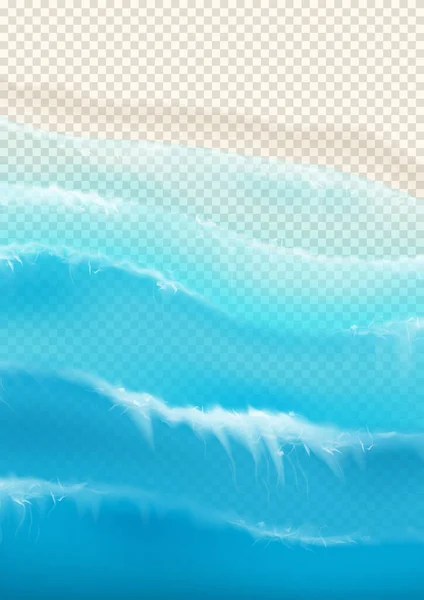 泡立つ海の波の上からの眺め 再生した背景に隔離された泡の海の水の現実的な空中ビュー 波のカスケードベクトル図 — ストックベクタ