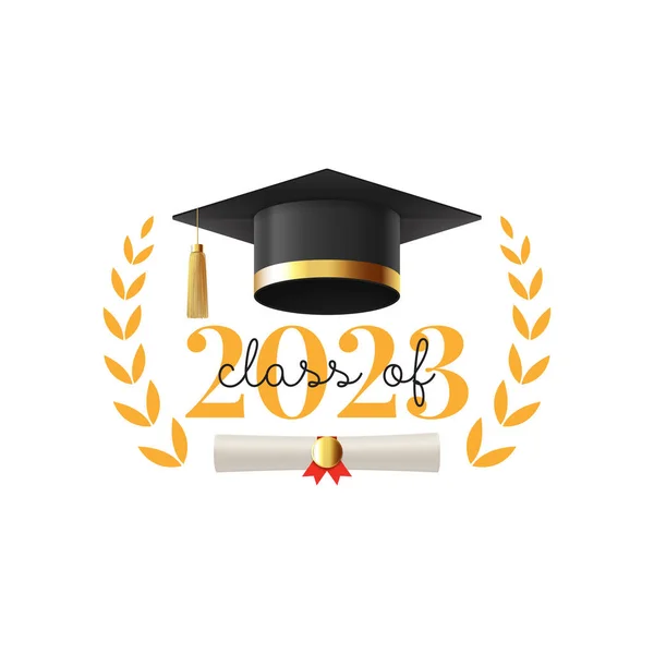 Mezuniyet Için Logo 2023 2023 Mezuniyeti Sembollü Vektör Illüstrasyonu 2023 — Stok Vektör