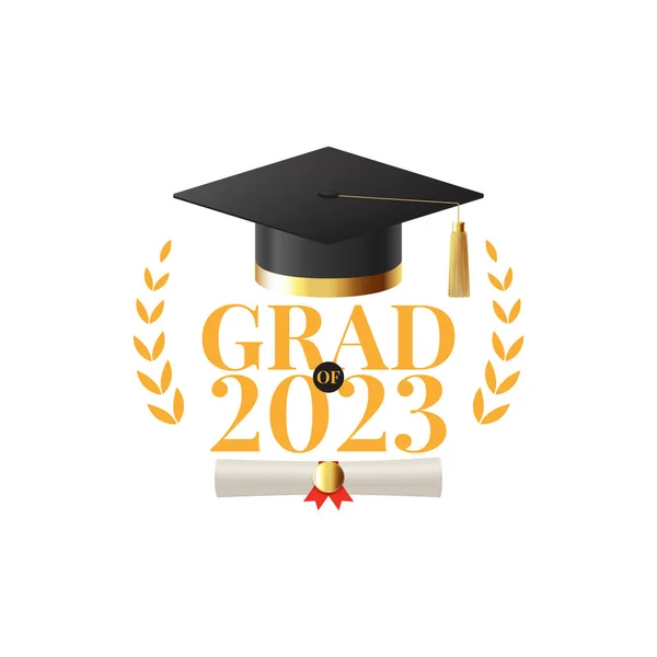 Vectorsymbool Voor Afstuderen 2023 Vector Illustratie Met Logo Voor Graduatie — Stockvector