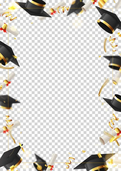 Affiche Décorative Pour Remise Des Diplômes Défilements Chute Graduation Casquettes — Image vectorielle