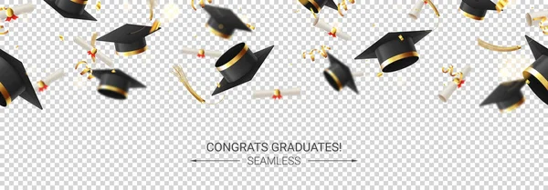 Bannière Décorative Sans Couture Pour Graduation Défilements Chute Graduation Casquettes — Image vectorielle