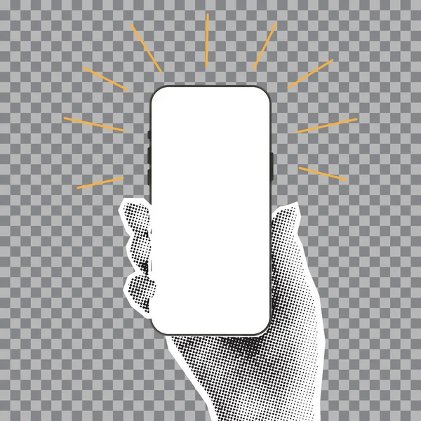 Handyschablone Der Hand Vektor Illustration Mit Telefon Der Hand Mit — Stockvektor