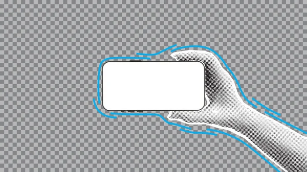 Handy Attrappe Der Hand Vektor Illustration Mit Telefon Der Hand — Stockvektor