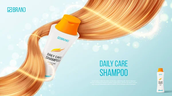 Werbebanner Mit Haarshampoo Oder Haarspülung Vektorillustration Des Kosmetischen Produkts Realistische — Stockvektor
