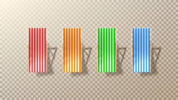 一套夏季海滩椅 夏季海滩椅子的矢量图解 在选中的背景上孤立向量元素的顶视图 — 图库矢量图片