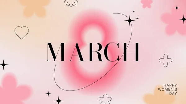 Kreativ Banner För Mars Internationellt Kvinnodagskort Y2K Stil Trendiga Vektor Stockillustration