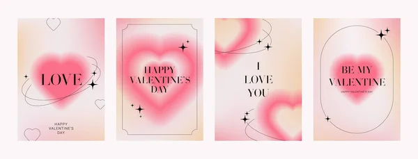 Een Set Esthetische Posters Voor Valentijnsdag Y2K Stijl Vector Illustratie Rechtenvrije Stockillustraties