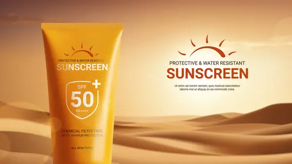 Promo Banner För Solskyddsmedel Annons Begreppet Minimalistisk Design Reklam För Vektorgrafik