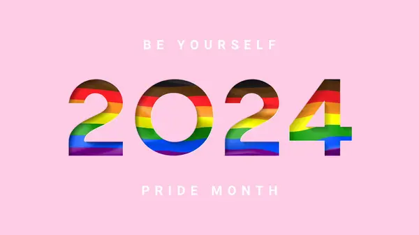 Pride Maand 2024 Banner Sjabloon Symbool Van Trots Maand Met Stockvector