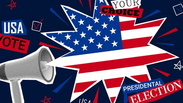 Colagem Para Eleições Presidenciais Dos Eua Banner Vetorial Com Alto —  Vetores de Stock