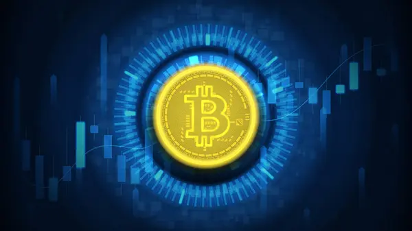 Bannière Concept Futuriste Avec Bitcoin Bannière Vectorielle Avec Bitcoin Lumineux Illustration De Stock