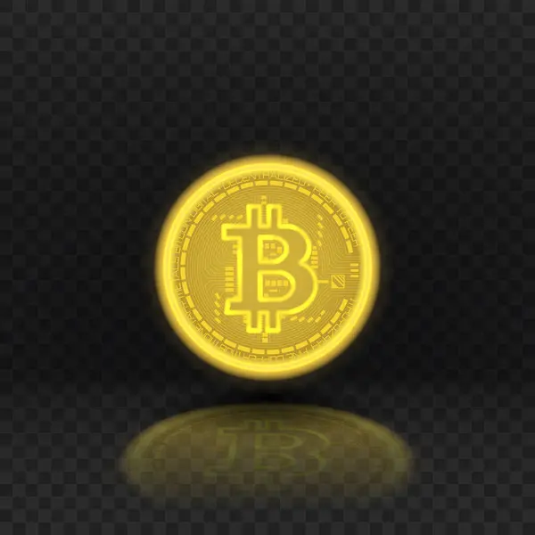 Glühender Bitcoin Isoliert Auf Kariertem Hintergrund Neon Symbol Der Digitalen Stockvektor