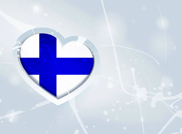 핀란드 심장과 추상적인 페인트 배경의 형태로 플래그 핀란드의 브로셔 표지판 — 스톡 벡터