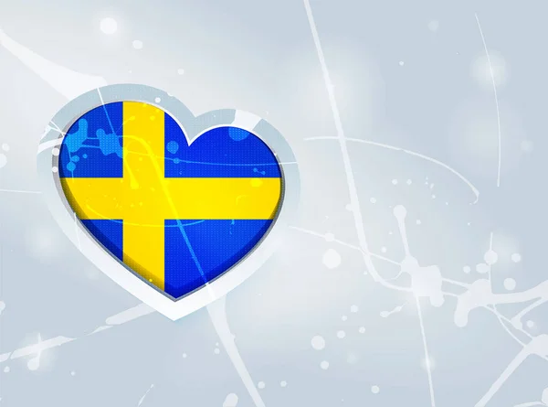 Flaga Szwecji Formie Serca Abstrakcyjne Plamy Farby Tła Flaga Szwecji — Wektor stockowy