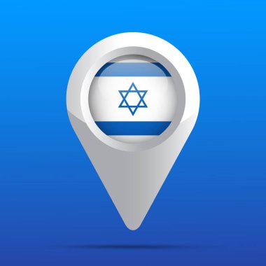 İsrail Bayrak Haritası Simgesi. Parlak simge. Üç boyutlu. Vektör İllüstrasyonu.