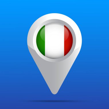 İtalya Bayrak Haritası Simgesi. Parlak simge. Üç boyutlu. Vektör İllüstrasyonu.