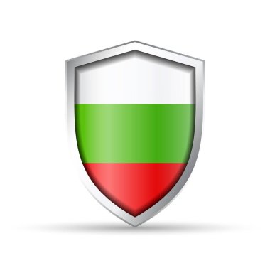 Bulgaristan 'ın ulusal bayrağını taşıyan parlak vektör kalkanı ikonu. Vatanseverlik, seyahat ya da kültürel tasarım için ideal. Hem yazdırma hem de dijital kullanım için tam ölçeklenebilir.