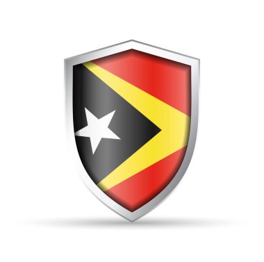 Doğu Timor 'un ulusal bayrağını taşıyan parlak vektör kalkanı simgesi. Vatansever, kültürel ya da seyahat temalı tasarımlar için idealdir. Hem yazdırma hem de dijital kullanım için tam ölçeklenebilir.