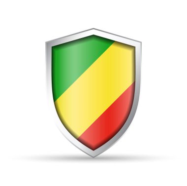 Kongo Cumhuriyeti bayrağının yer aldığı parlak vektör kalkanı simgesi. Vatansever, kültürel ya da seyahat tasarımları için idealdir. Hem yazdırma hem de dijital kullanım için tam ölçeklenebilir.