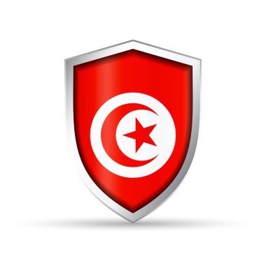 Tunus 'un ulusal bayrağını taşıyan parlak vektör kalkanı simgesi. Vatansever, kültürel ya da seyahat temalı tasarımlar için idealdir. Hem yazdırma hem de dijital kullanım için tam ölçeklenebilir.