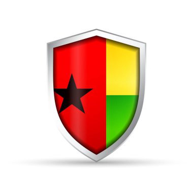 Gine-Bissau 'nun ulusal bayrağını taşıyan parlak vektör kalkanı simgesi. Vatansever, kültürel ya da seyahat temalı tasarımlar için idealdir. Hem yazdırma hem de dijital kullanım için tam ölçeklenebilir