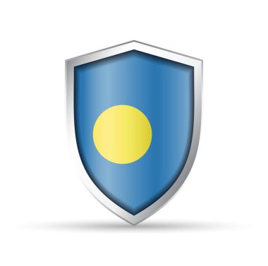 Palau 'nun ulusal bayrağını taşıyan parlak vektör kalkanı simgesi. Vatansever, kültürel ya da seyahat temalı tasarımlar için idealdir. Hem yazdırma hem de dijital kullanım için tam ölçeklenebilir.