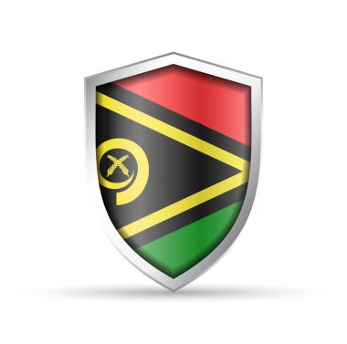 Vanuatu 'nun ulusal bayrağını taşıyan parlak vektör kalkanı simgesi. Vatansever, kültürel ya da seyahat temalı tasarımlar için idealdir. Hem yazdırma hem de dijital kullanım için tam ölçeklenebilir.