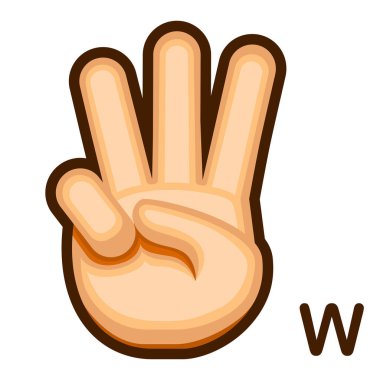 Vektör İşaret Dili Simgesi W izole edildi