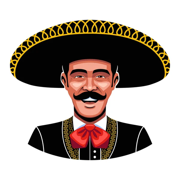 Vector Mexicaanse Charro Mariachi Afbeelding Geïsoleerd — Stockvector